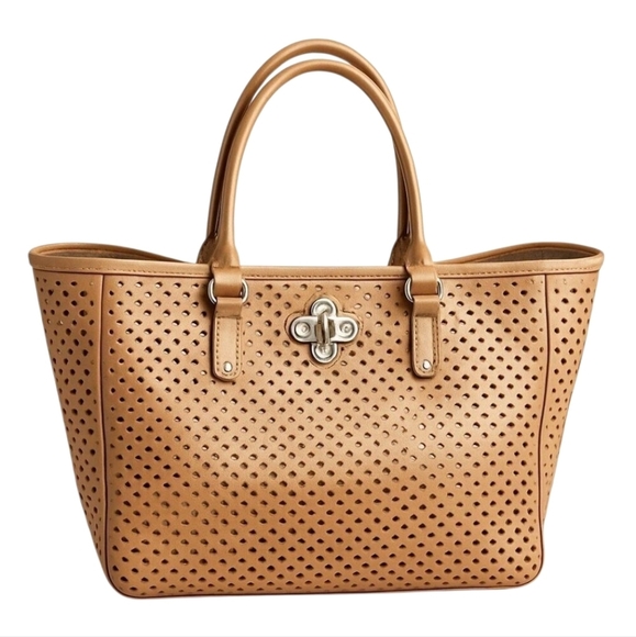 My Flat in London Handbags - MY Flat in London Brighton Leather Perforated Shoulder Bag Handbag Purse Large